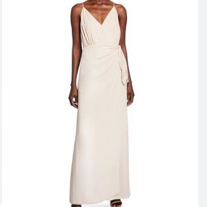 Wayf Wynona Plush Pink Faux Front Wrap V-Neck Evening Formal Bridal Maxi Dress